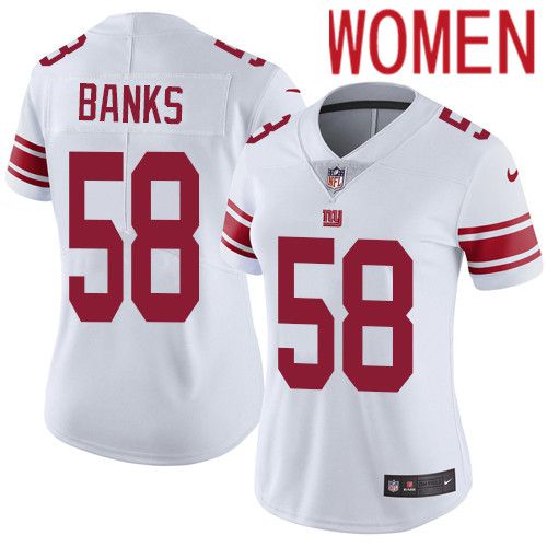 Women New York Giants #58 Carl Banks Nike White Vapor Limited NFL Jersey->women nfl jersey->Women Jersey